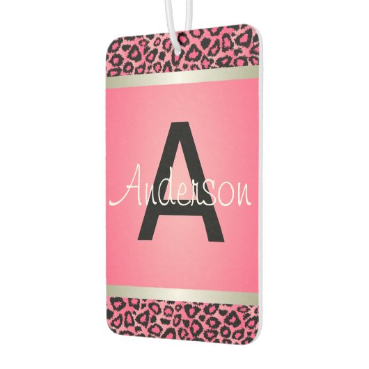  roze en zwarte luipaard | Monogram Luchtverfrisser (Links)