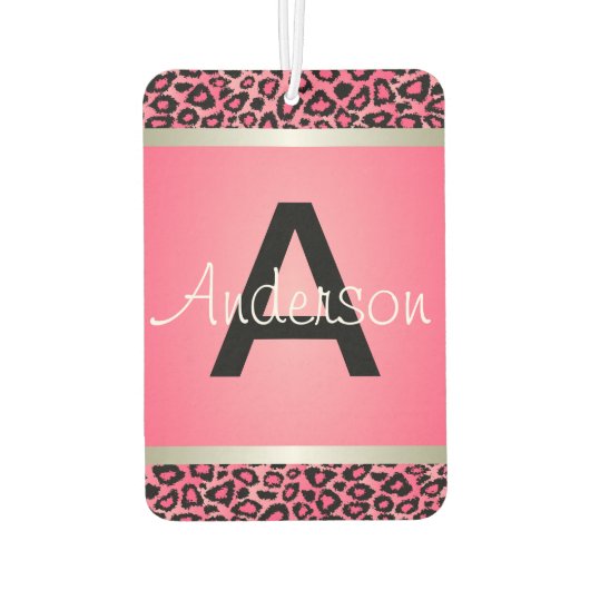  roze en zwarte luipaard | Monogram Luchtverfrisser (Achterkant)