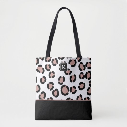 Roze en zwarte luipaard Patroon met Monogram Tas (Voorkant)