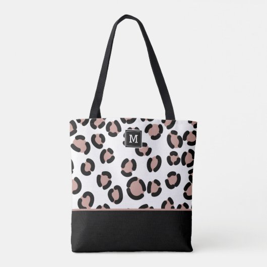 Roze en zwarte luipaard Patroon met Monogram Tas (Achterkant)