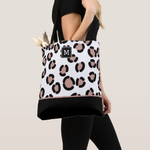 Roze en zwarte luipaard Patroon met Monogram Tas
