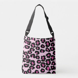 Roze en zwarte luipaard printpatroon crossbody tas