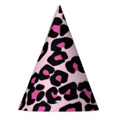 Roze en zwarte luipaard printpatroon feesthoedjes (Links)
