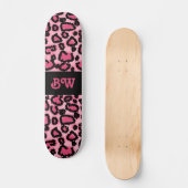 Roze en zwarte luipaard printpatroon. persoonlijk skateboard (Voorkant)