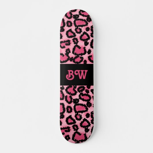 Roze en zwarte luipaard printpatroon. persoonlijk skateboard (Voorkant)
