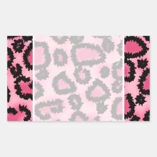 Roze en zwarte luipaard printpatroon. rechthoekige sticker