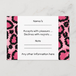 Roze en zwarte luipaard printpatroon. RSVP kaartje