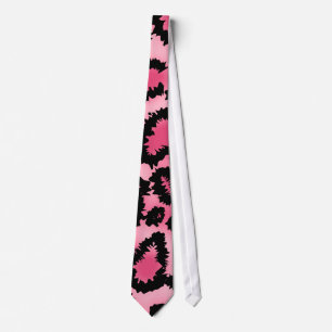Roze en zwarte luipaard printpatroon. stropdas
