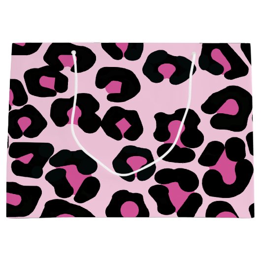 Roze en zwarte luipaard printplaat groot cadeau B Groot Cadeauzakje (Voorkant)
