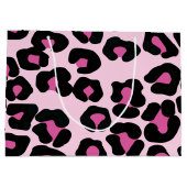 Roze en zwarte luipaard printplaat groot cadeau B Groot Cadeauzakje (Achterkant)