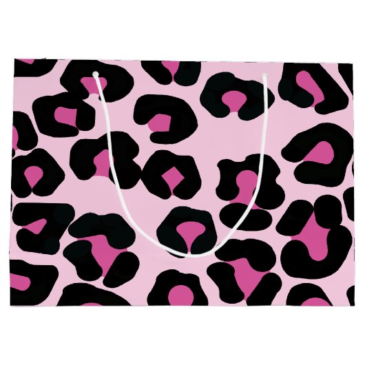 Roze en zwarte luipaard printplaat groot cadeau B Groot Cadeauzakje (Achterkant)