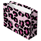 Roze en zwarte luipaard printplaat groot cadeau B Groot Cadeauzakje (Achterkant Gekanteld)