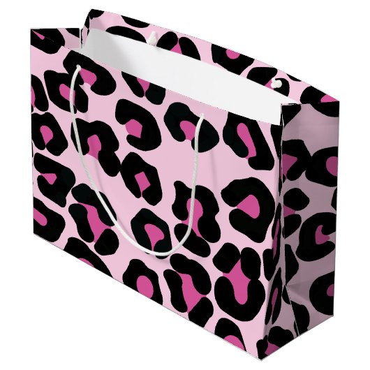 Roze en zwarte luipaard printplaat groot cadeau B Groot Cadeauzakje (Achterkant Gekanteld)