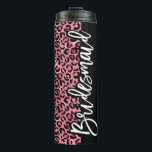 Roze en zwarte luipaard thermosbeker<br><div class="desc">Kute design voor uw bruidsmeisjes</div>