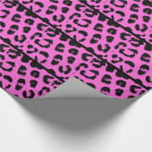 Roze en zwarte luipaardprint cadeaupapier (Hoek)