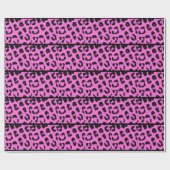 Roze en zwarte luipaardprint cadeaupapier (Vlak)