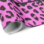 Roze en zwarte luipaardprint cadeaupapier (Rol Hoek)