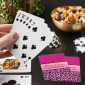 Roze en zwarte luipaardprint Persoonlijk Pokerkaarten (Insitu)