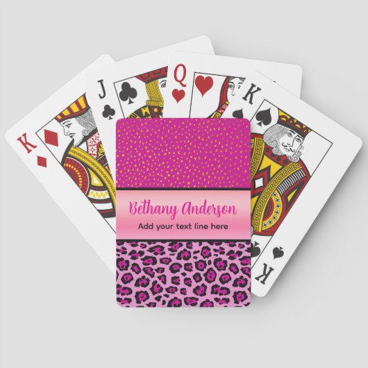 Roze en zwarte luipaardprint Persoonlijk Pokerkaarten (Achterkant)