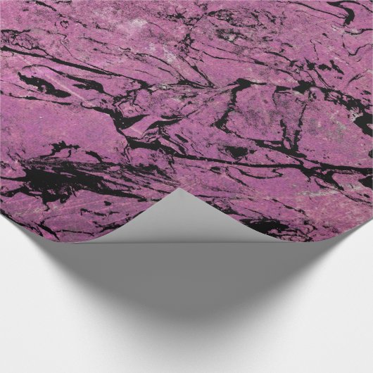 roze en zwarte marmer abstract ontwerp cadeaupapier (Hoek)