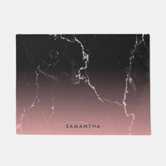 Roze en zwarte marmer deurmat