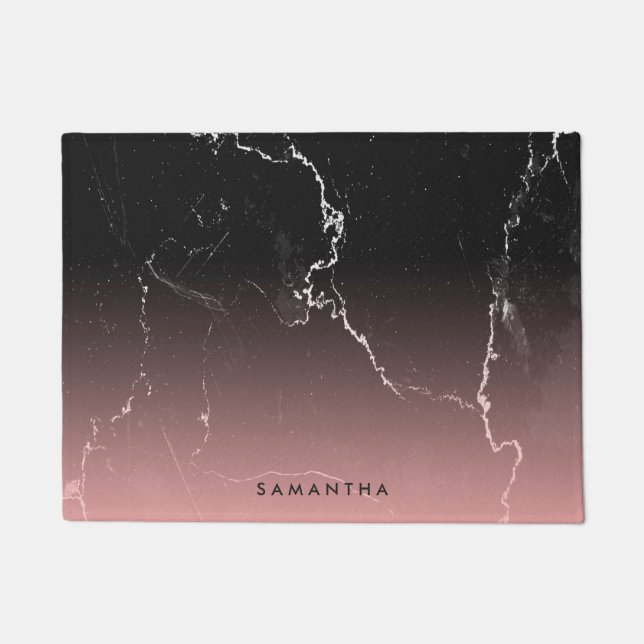 Roze en zwarte marmer deurmat (Voorkant)