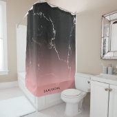 Roze en Zwarte Marmer Douchegordijn (In situ)