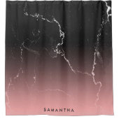 Roze en Zwarte Marmer Douchegordijn (Voorkant)