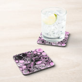 Roze en zwarte marmer Fluid Art Cells Modern Bier Onderzetter (Rechterzijde)