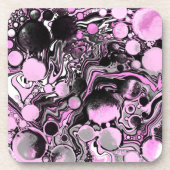 Roze en zwarte marmer Fluid Art Cells Modern Bier Onderzetter (Voorkant)