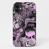 Roze en zwarte marmer Fluid Art Cells Modern Case-Mate iPhone Case (Achterkant)