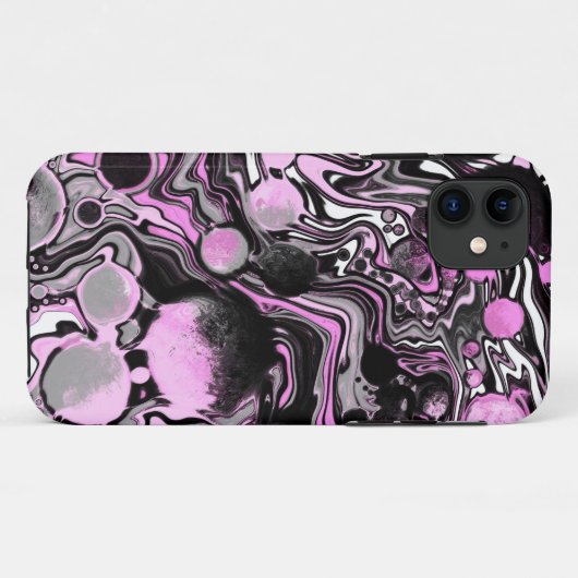 Roze en zwarte marmer Fluid Art Cells Modern Case-Mate iPhone Case (Achterkant (horizontaal))