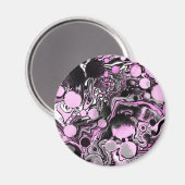Roze en zwarte marmer Fluid Art Cells Modern Magneet (Voorkant / Achterkant)