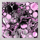 Roze en zwarte marmer Fluid Art Cells Modern Poster (Voorkant)