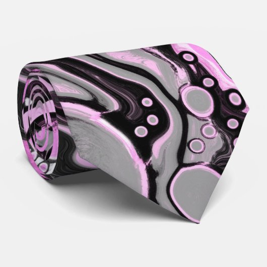 Roze en zwarte marmer Fluid Art Cells Modern Stropdas (Opgerold)