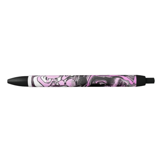 Roze en zwarte marmer Fluid Art Cells Modern Zwarte Inkt Pen (Voorkant)