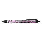 Roze en zwarte marmer Fluid Art Cells Modern Zwarte Inkt Pen (Bovenkant)