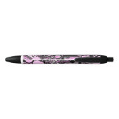Roze en zwarte marmer Fluid Art Cells Modern Zwarte Inkt Pen (Achterkant)