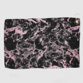 Roze en zwarte marmer golfhanddoek (Horizontaal)