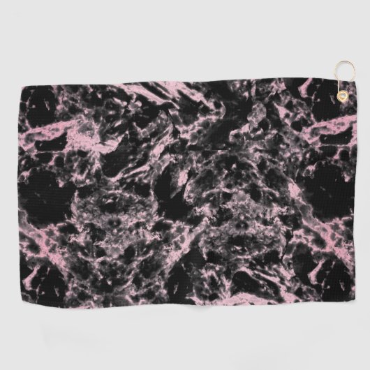 Roze en zwarte marmer golfhanddoek (Horizontaal)