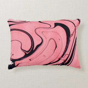 Roze en zwarte marmer. Handgeschilderd Accent Kussen