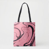 Roze en zwarte marmer. Handgeschilderd Tote Bag (Voorkant)