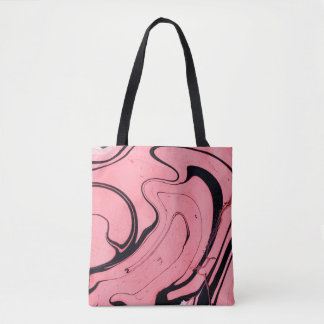 Roze en zwarte marmer. Handgeschilderd Tote Bag