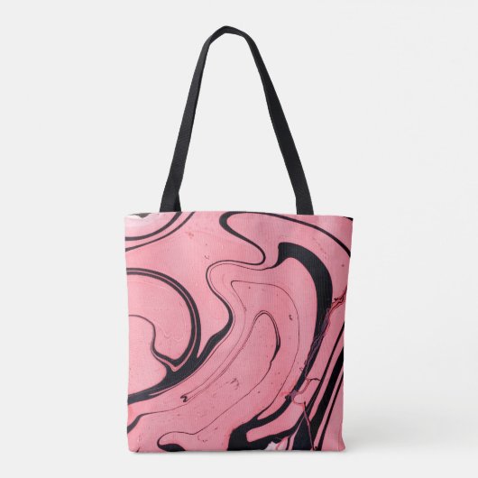 Roze en zwarte marmer. Handgeschilderd Tote Bag (Achterkant)