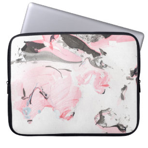 Roze en zwarte marmer. Handtekening Laptop Sleeve