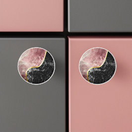 Roze en zwarte marmer keramische knop