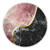 Roze en zwarte marmer keramische knop (Voorkant)