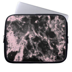 Roze en zwarte marmer laptop sleeve