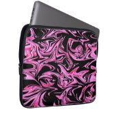 Roze en zwarte marmer, laptophoes laptop sleeve (Voorkant Rechts)