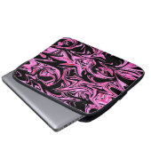 Roze en zwarte marmer, laptophoes laptop sleeve (Voorkant onderkant)